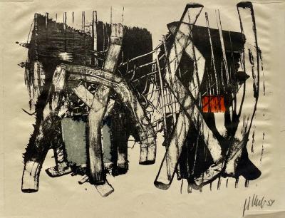 Artwork featured is color lithograph on paper 