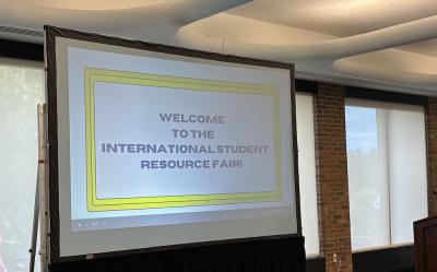 Welcome sign at the 2026 International Student Resource Fair
