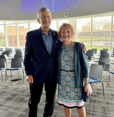ikens with his sister after presentation