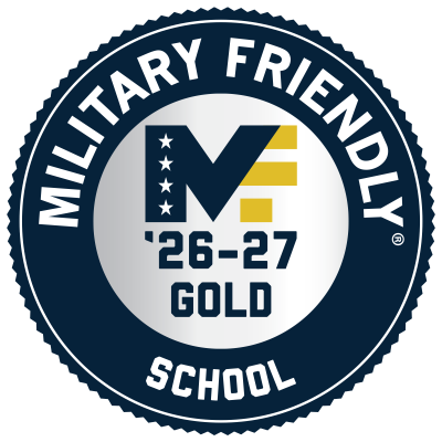 Logo that reads "Military Friendly School '26-27 Gold"