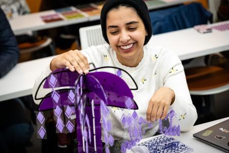 Student in Furman's workshop working on project