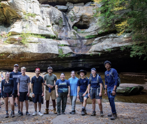 Analyn with a group of students on a camping trip