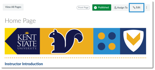 Canvas Page: Edit button