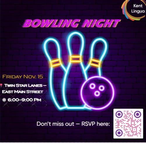 Flyer for Kentlingua Bowling Night