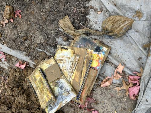 Items dug up from a time capsule at Walls School