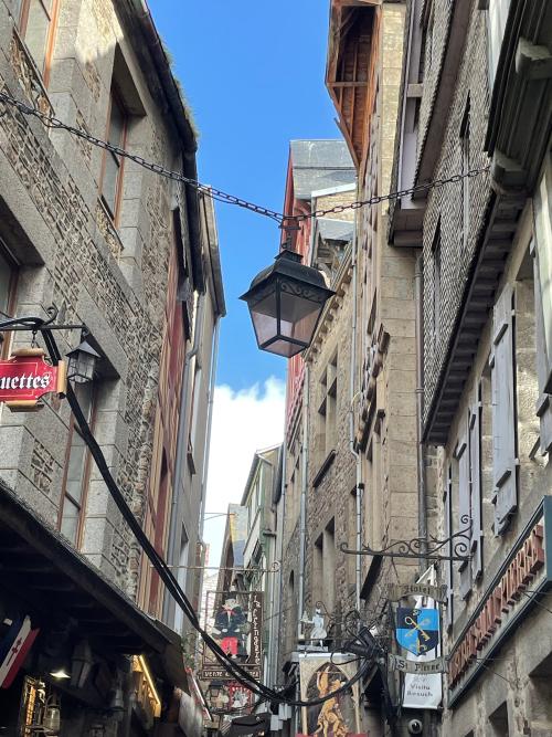 A narrow street in Normandy, France