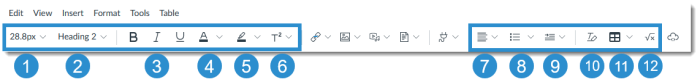 Canvas Rich Content Editor text formatting tools