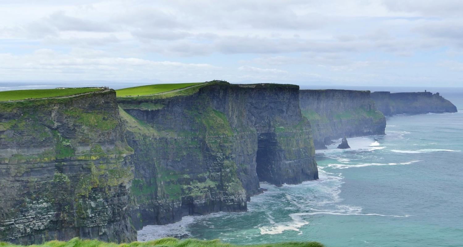 The Cliffs of Moher in Ireland on a cloudy day