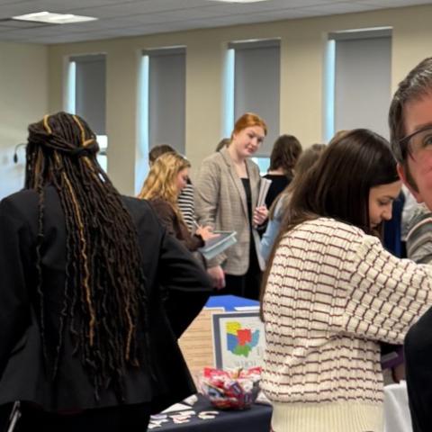 Job fair for speech pathology and audiology students in Nixson Hall