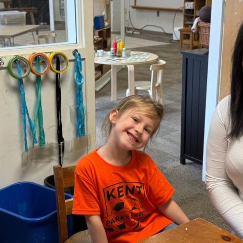 SLP MA graduate clinician Ellenor Buchanan, student Lilly, and CDC Kindergarten Lead Teacher, Sara Knapp