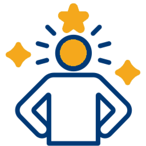 A clipart silhouette of a person standing confidently. 