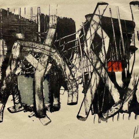 Artwork featured is color lithograph on paper 