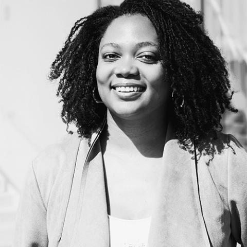 Portrait black and white of Kristen Mimms Scavnicky