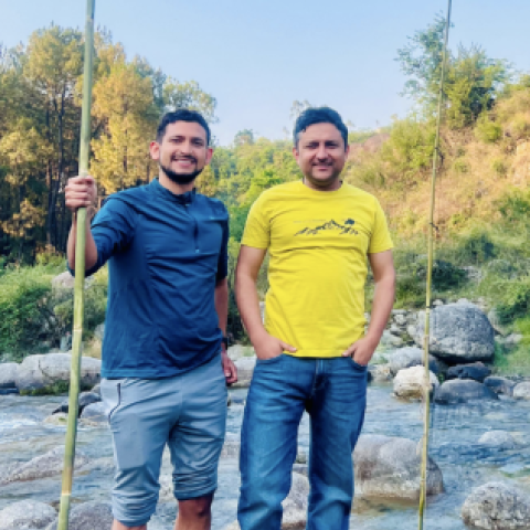 Lamichhaney and Prashant doing field work