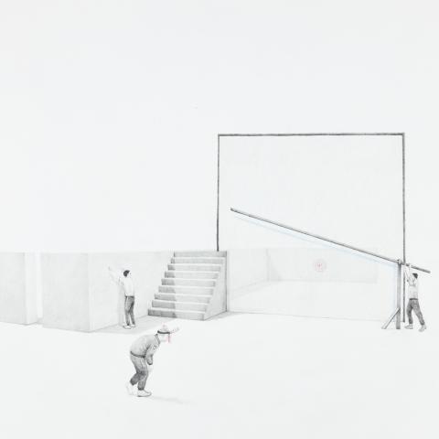 Massinissa Selmani, A day before, 2024, Graphite and colored pencil on paper, 50 x 65 cm.