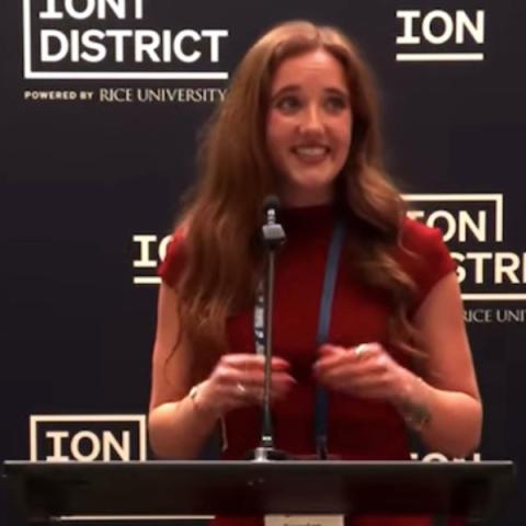 Olivia presenting at the Rice Business Competition 