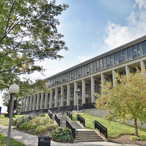 Exterior of Taylor Hall's Brutalist Exterior