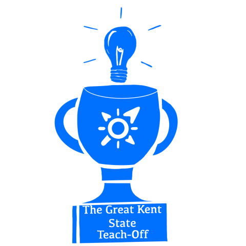 Blue trophy with light bulb
