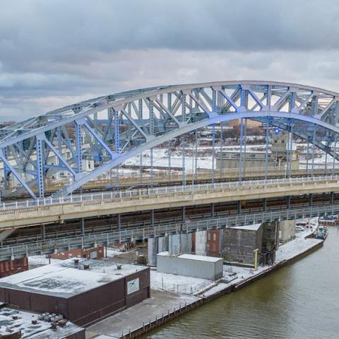 The lower level of the Veterans Memorial Bridge in Cleveland, Ohio, will have wintertime temporary art installations and a public event, thanks to a National Endowment for the Arts grant awarded to 91����'s Cleveland Urban Design Collaborative. (Photo credit: Cuyahoga County)