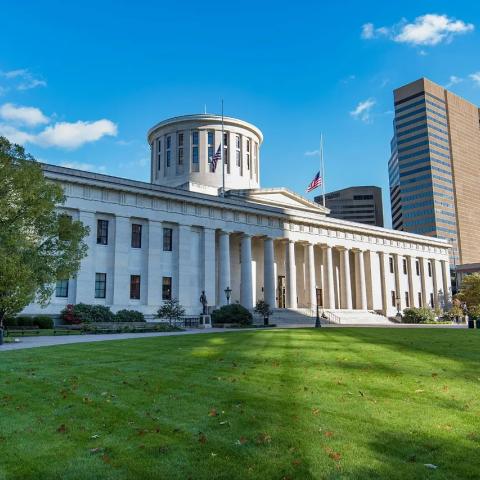 ohio's state house in columbus on a sunny day