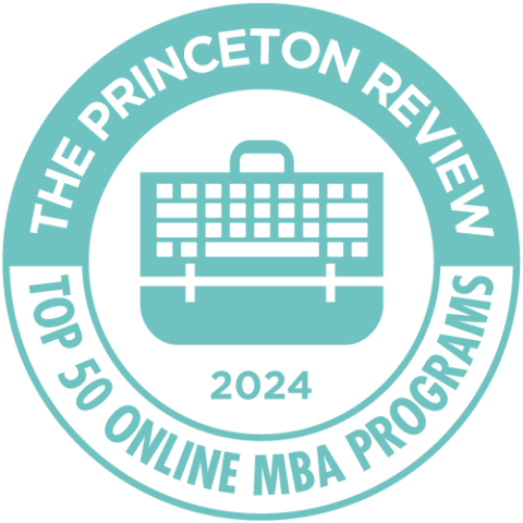 Ranked one of the top 50 Online MBA programs for 2024 by The Princeton Review. 