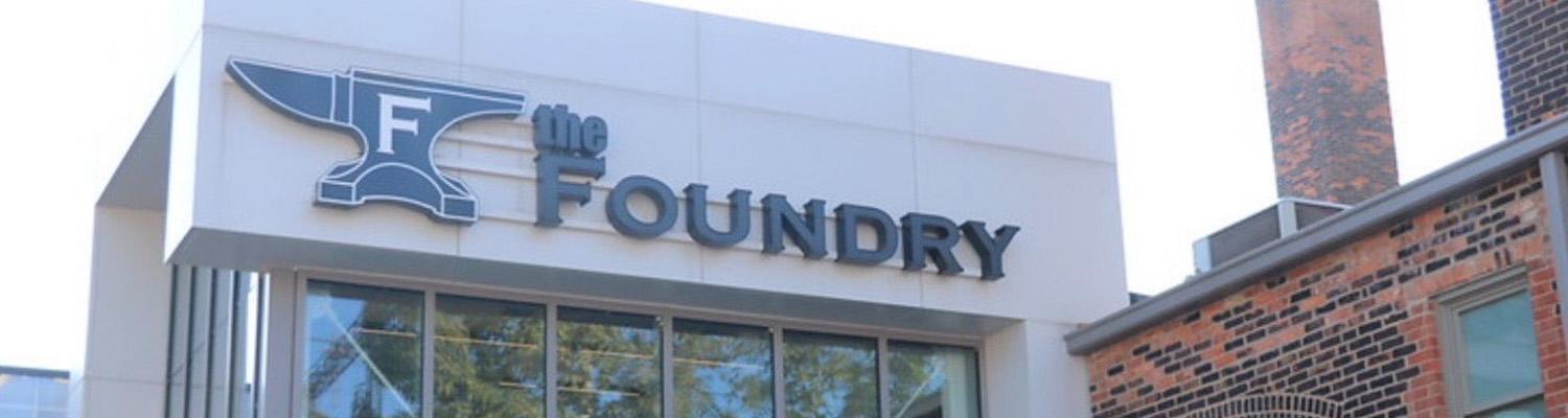 Business front of building that says "The Foundry