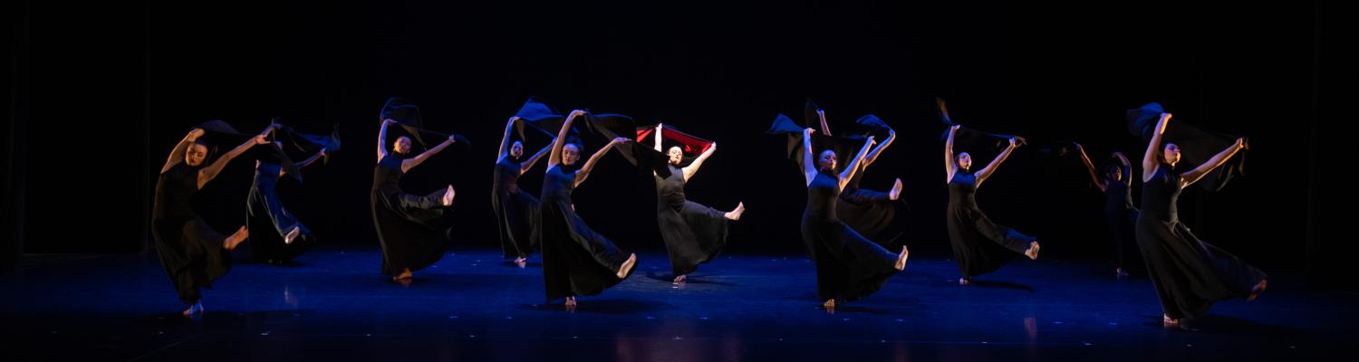 Dance students performing on stage