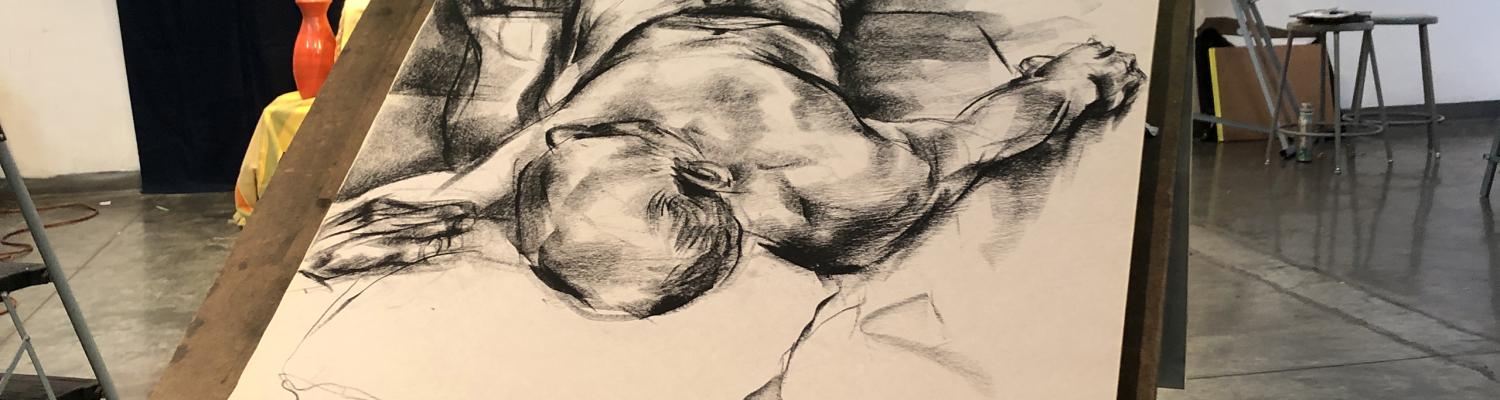 Sketch of figure on canvas