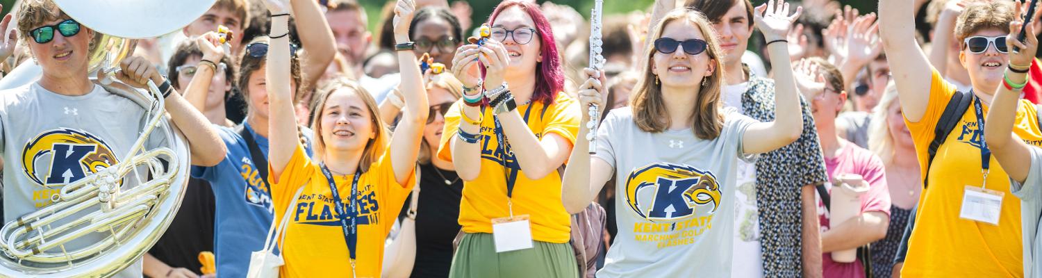 Freshman students cheer during on-campus event