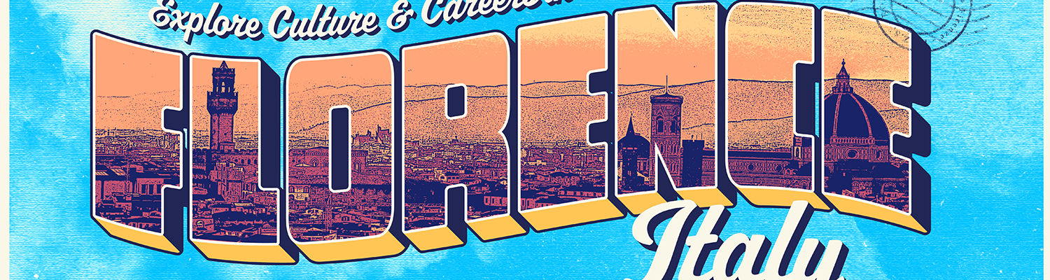 Florence, Italy spelled out in fun font.