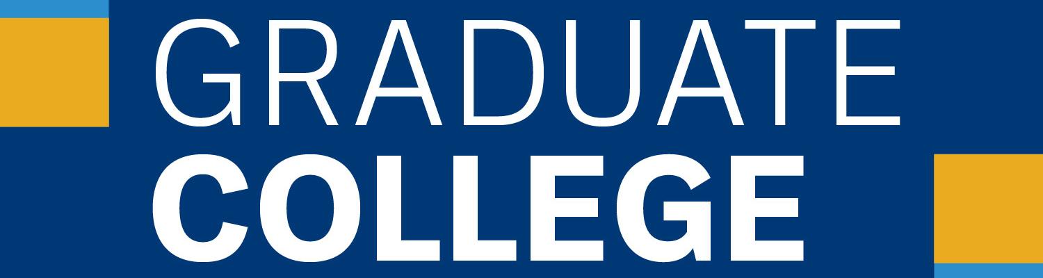 A banner image that says "Graduate College" in white font with a background that resembeles large pixels in Kent STate colors.