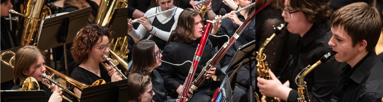 Students playing various instruments