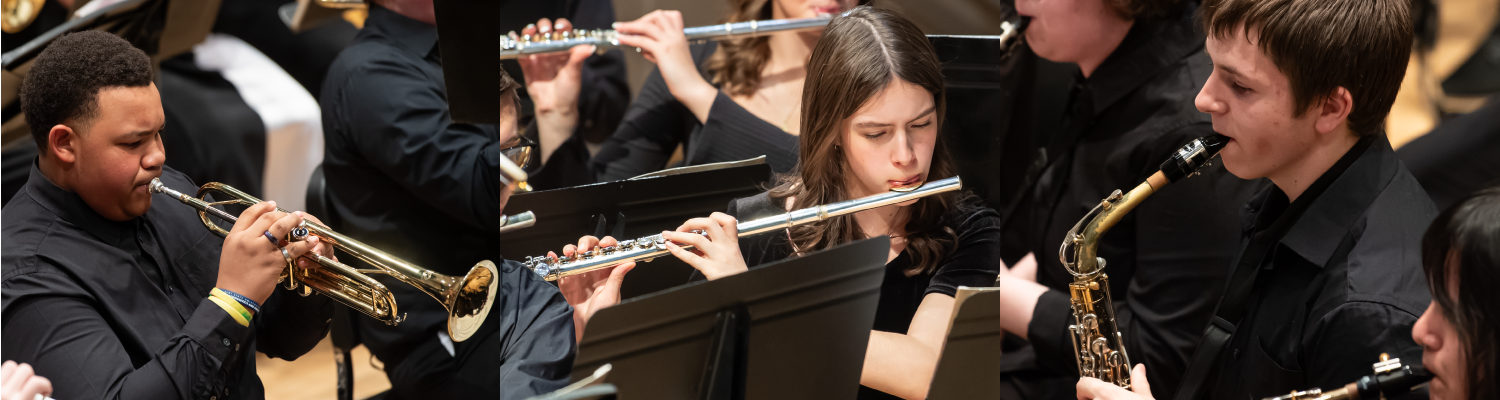 Students playing various instruments