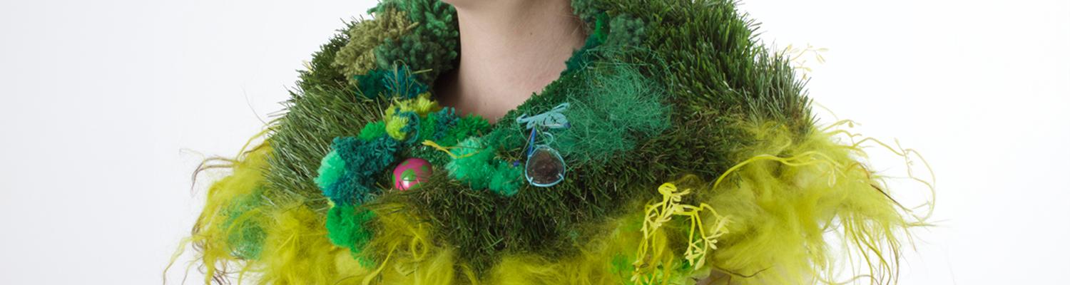 green multi-textured neck piece 