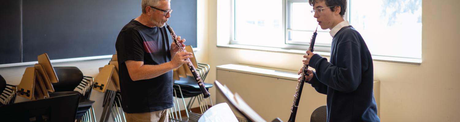 Mentor and Student working together on music at Kent Blossom Music Festival