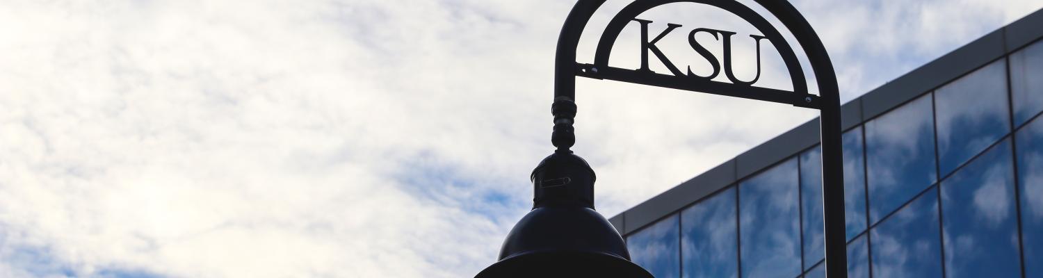 A Ƶ State lamp post against a partially cloudy sky