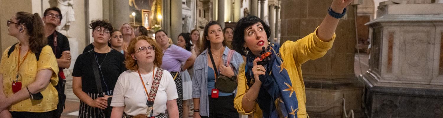 Students touring a museum in Florence