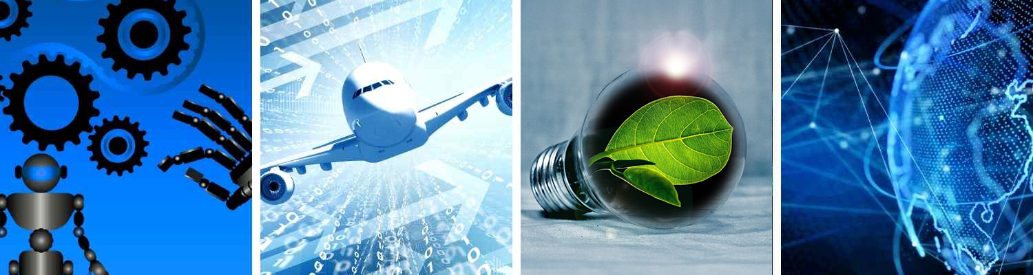 Graphic depicting four research themes with four images