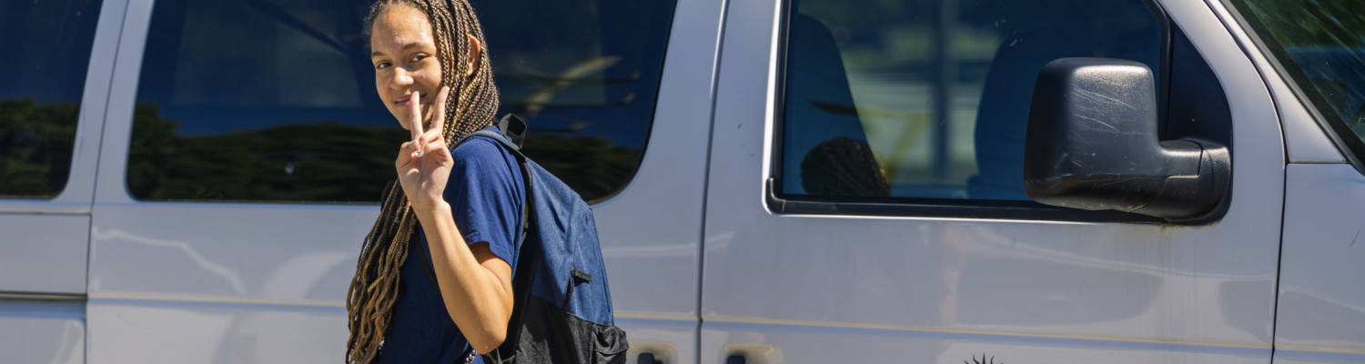 Upward Bound in front of �������� bus 