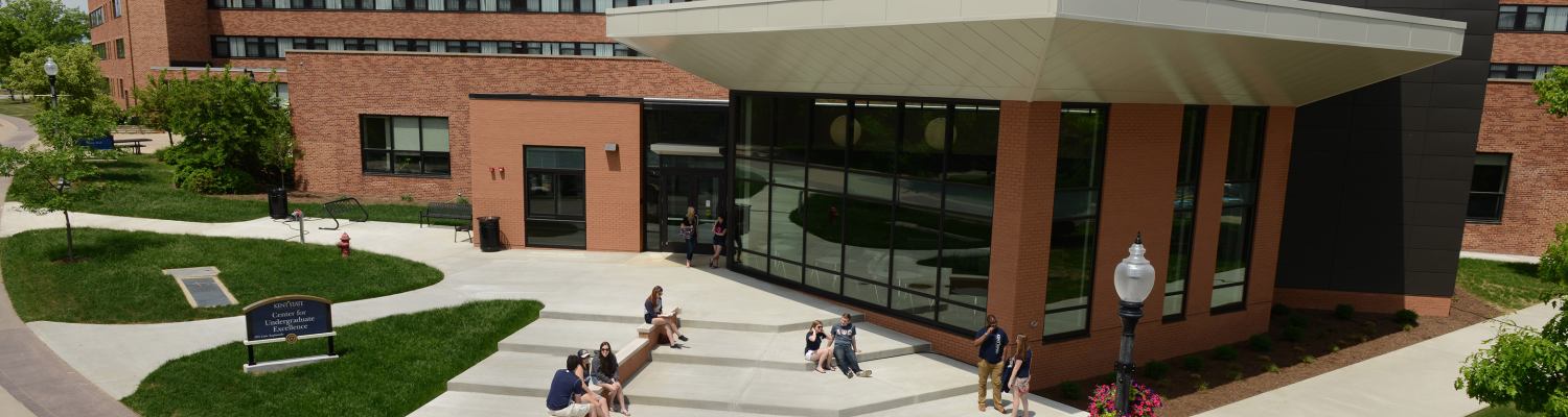 An aerial view of the CUE building on ������Ƶ State's campus.