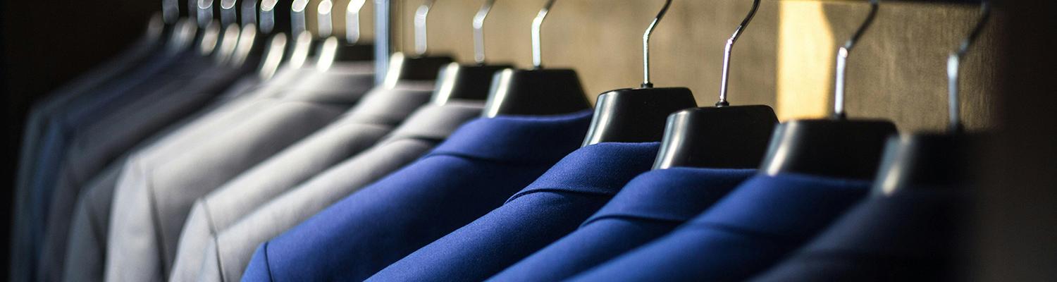 professional clothes on hangers