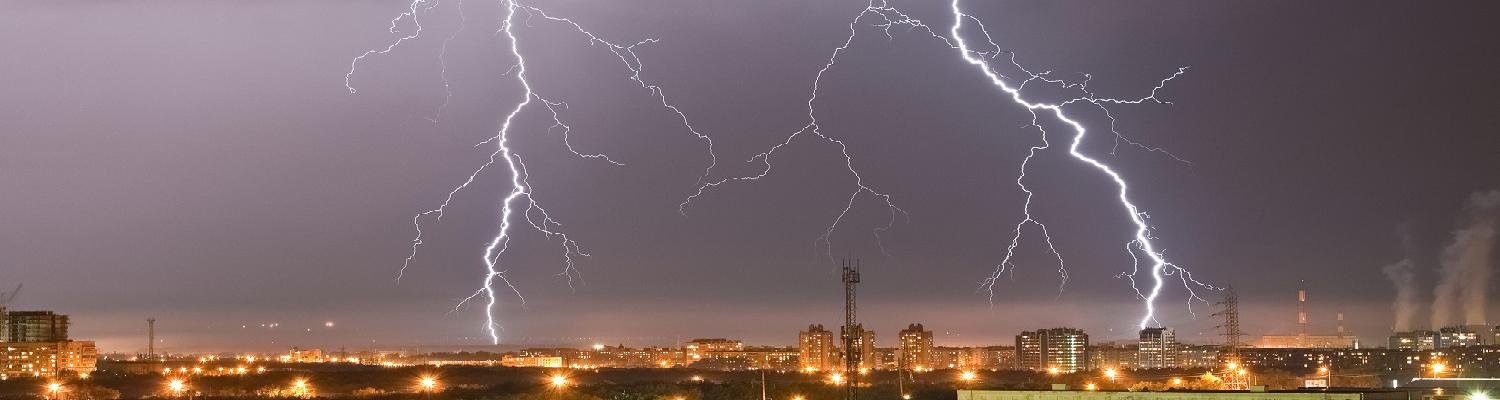 lightning over a city