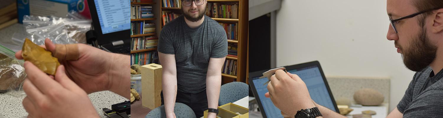 Nicholas Gala in the Experimental Archaeology Lab at Ը University