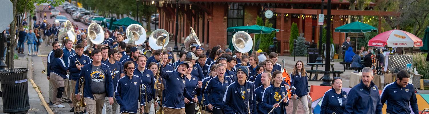 Marching band in downtown Kent