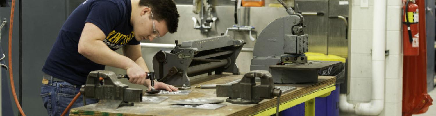 Student working in materials and processes lab