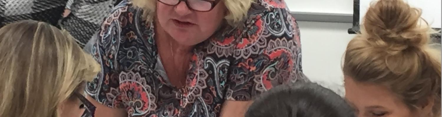 Associate Lecturer Rebecca Morsefield with students.