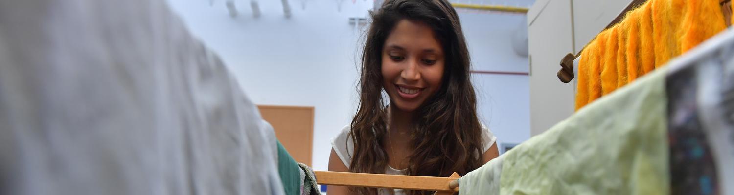 Textiles Studio with student working