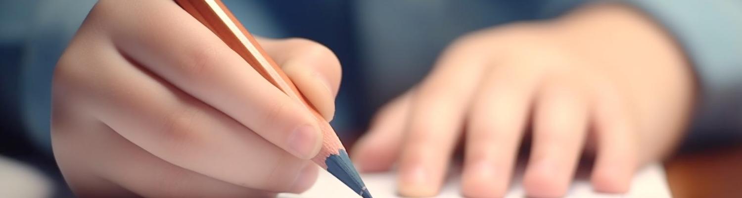 person writing on paper with a pen