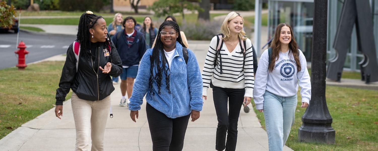 Students walking on campus