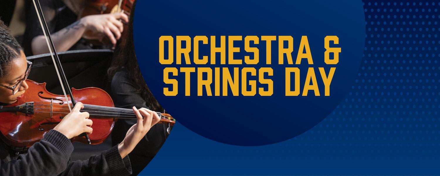 string musician on blue background with dots